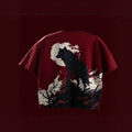 Amerikanisches T-Shirt Bordeauxrot abgeflachte Schultern