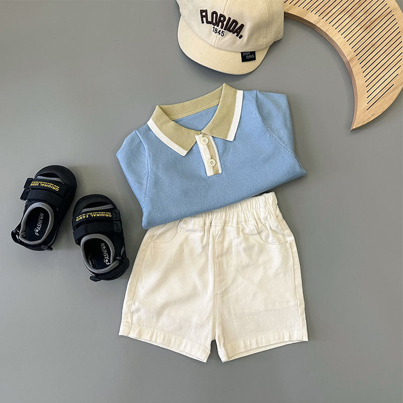Baby Strick-Set Kurzarm-Oberteil und Shorts | LuxeStyle