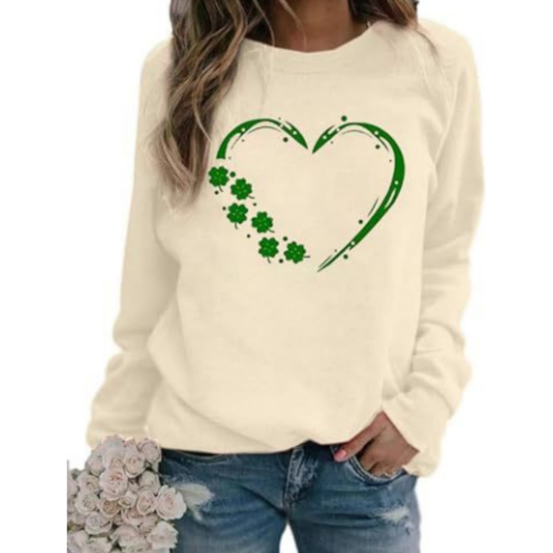 Gedruckter Langarm Pullover Damen