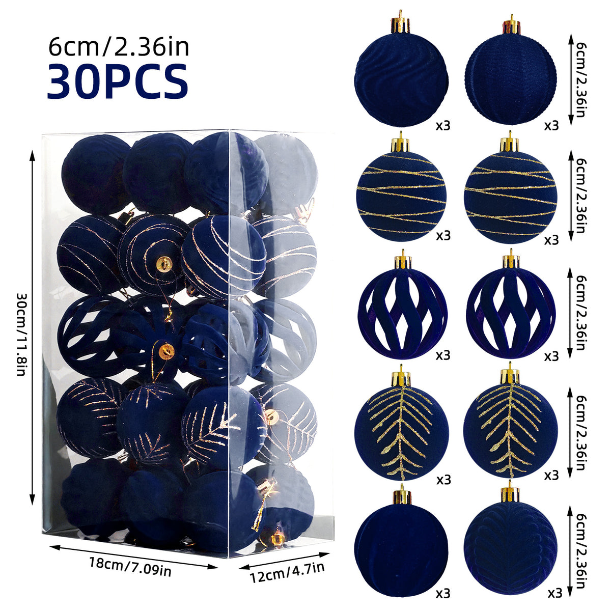 30er-Set Weihnachtskugeln, 6 cm – Bild 2 | LuxeStyle