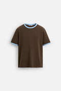 Geripptes Basic T-Shirt mit Kontrastfarben – Bild 1 | LuxeStyle