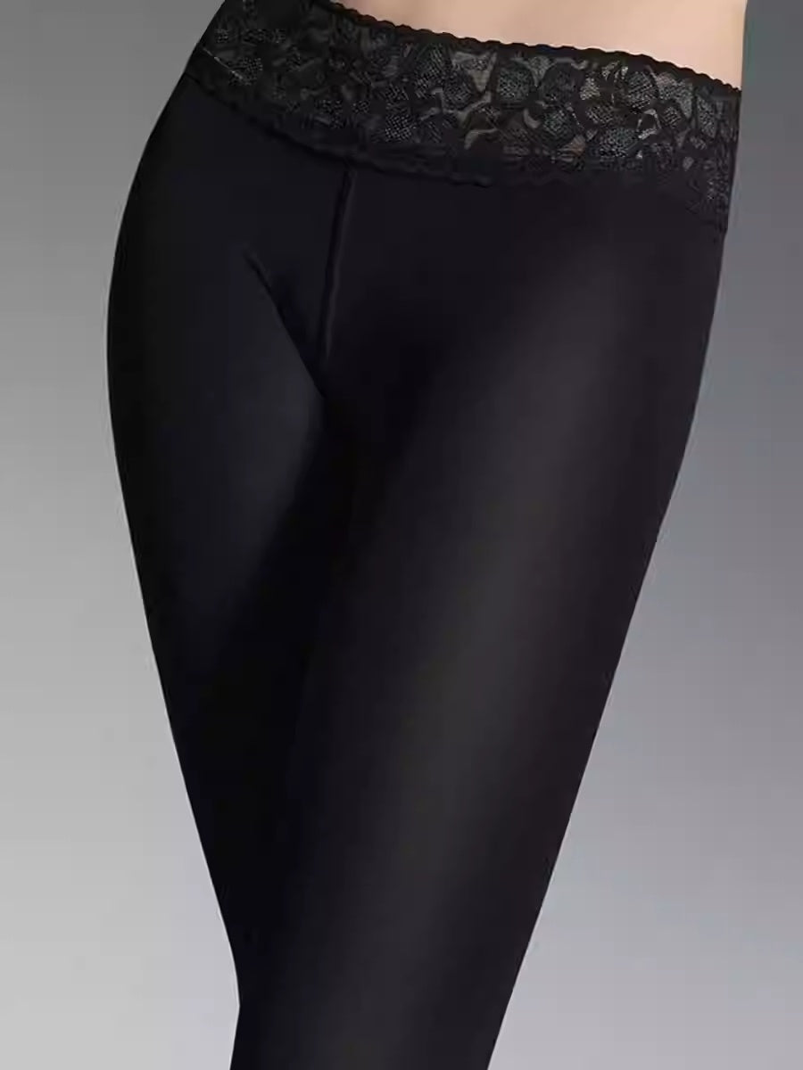 Leggings mit Spitzenbund und Daunenfüllung
