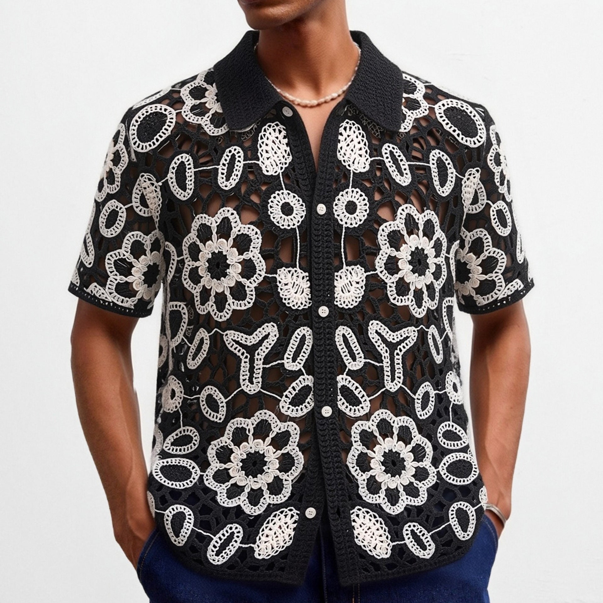 Crochet-Top mit Blumenmuster