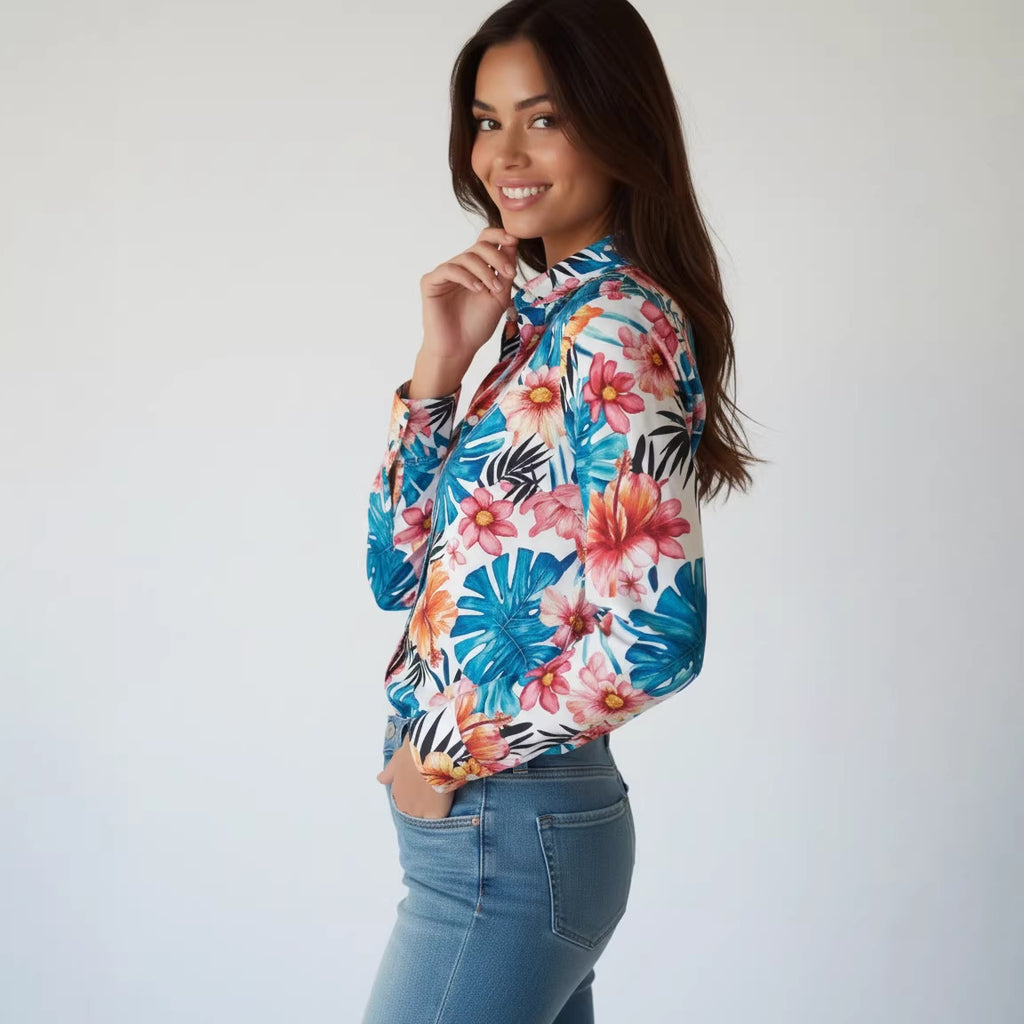 Elegante Langarm-Bluse mit Print – Bild 2 | LuxeStyle