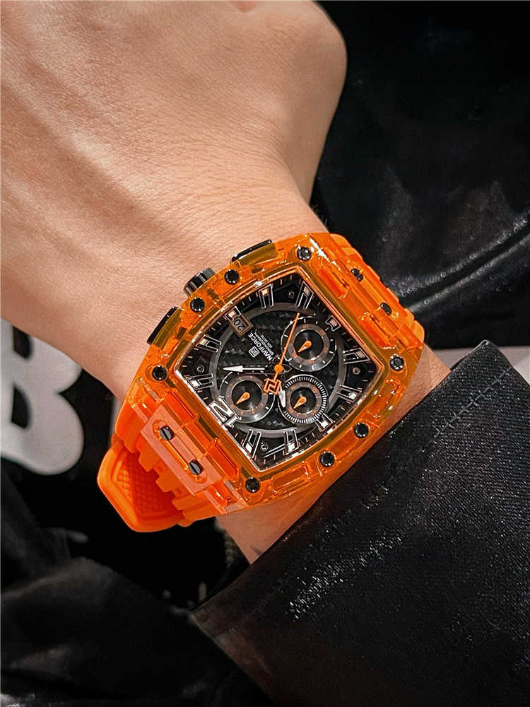 Transparente Barrel-Uhr mit Silikonband