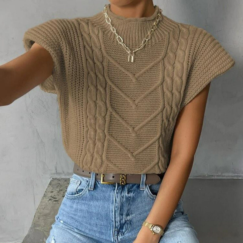 Rollkragen Strickweste für Damen