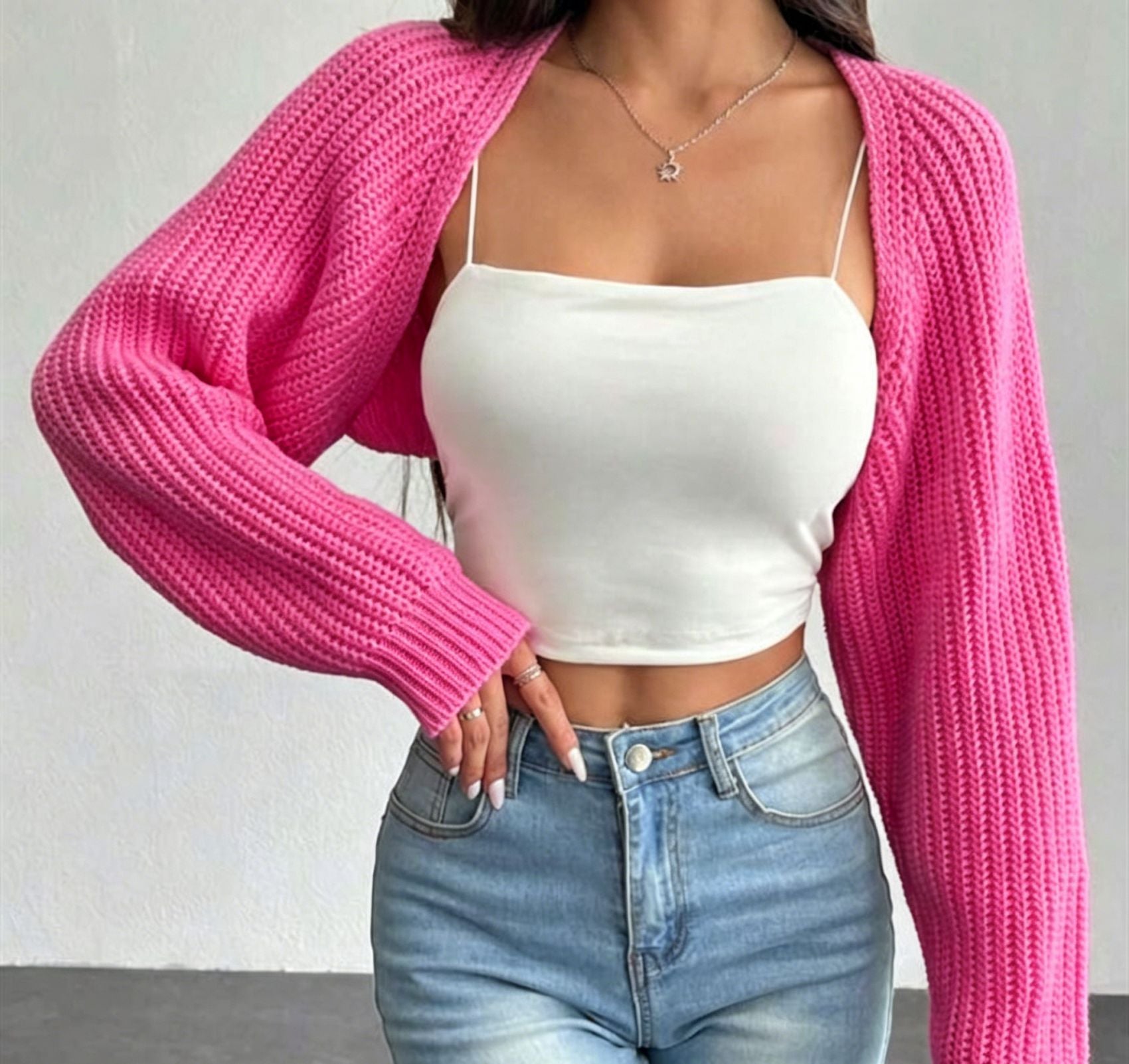 Gerippter Cardigan mit Schalkragen