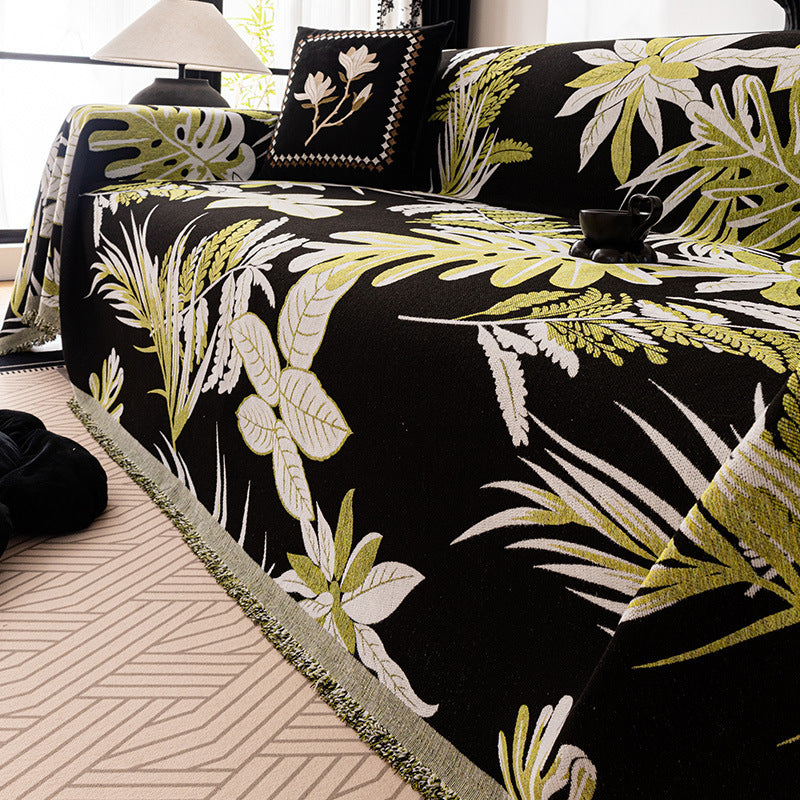 Sofaüberwurf aus Chenille mit Pflanzenmuster – Bild 3 | LuxeStyle