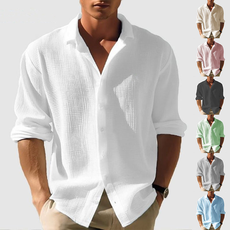 Langärmliges Hemd mit Kragen für Herren | LuxeStyle