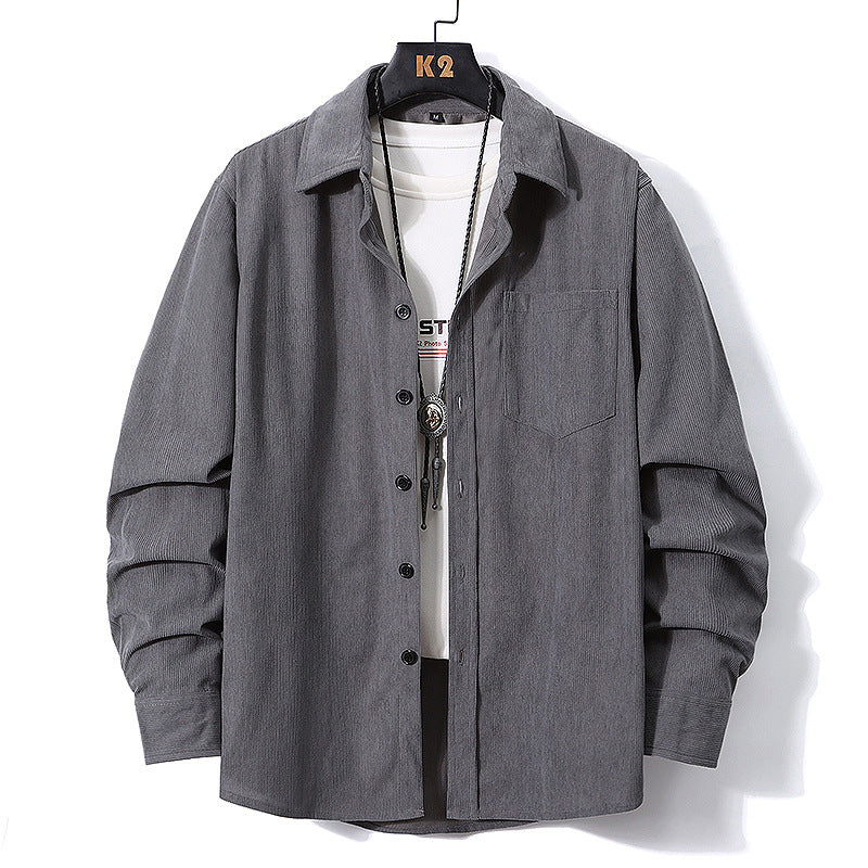 Langarm-Hemd Corduroy in Braun, Grau, Lake Blue – Bild 2 | LuxeStyle