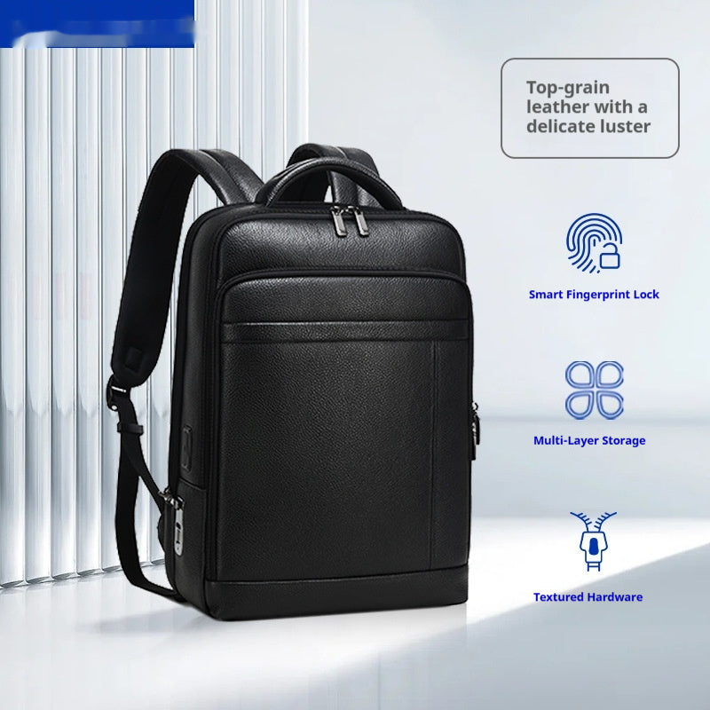 Smart-Fingerprint-Rucksack aus Vollnarbenleder – Bild 3 | LuxeStyle
