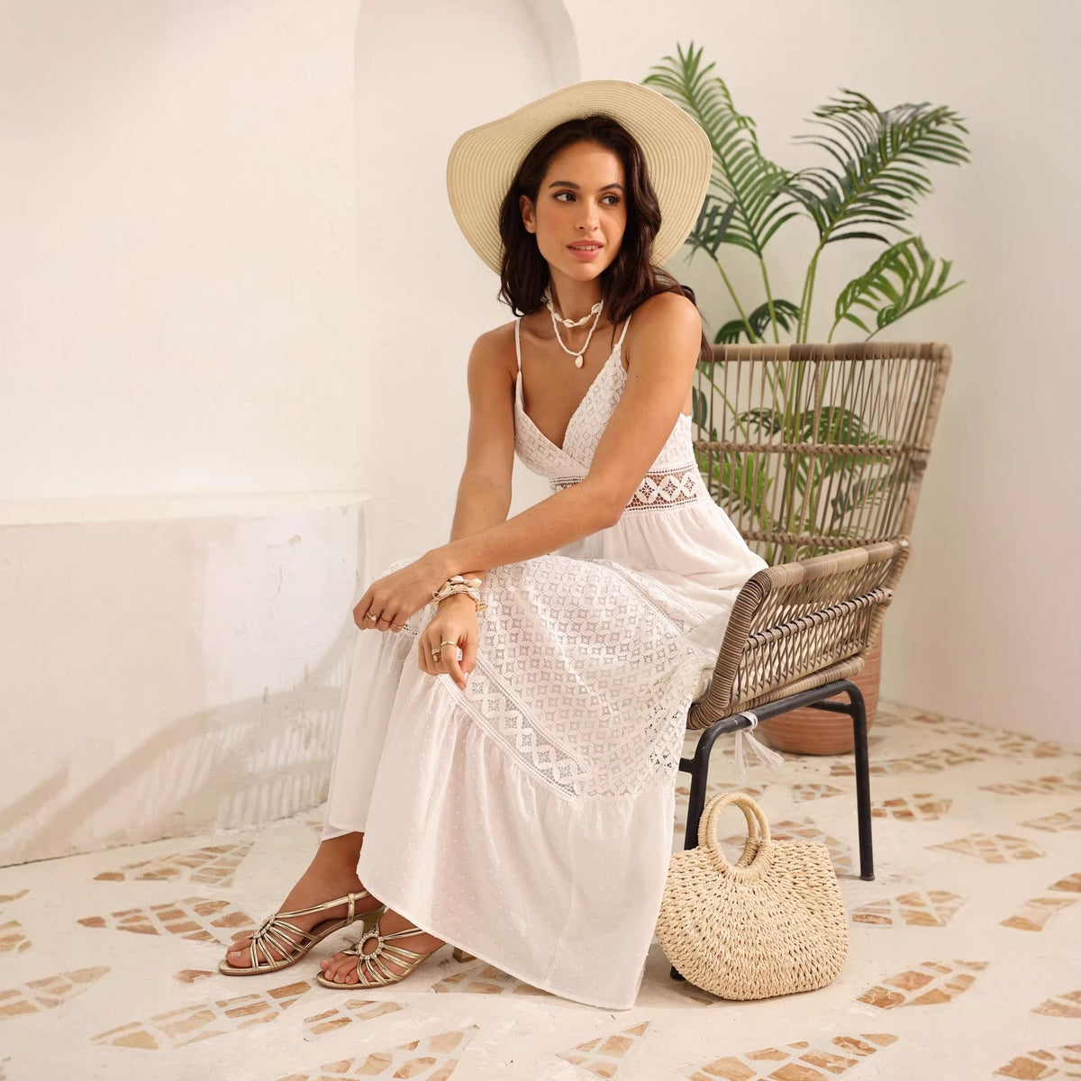 Baumwoll-Trägerkleid mit Spitze – Bild 2 | LuxeStyle