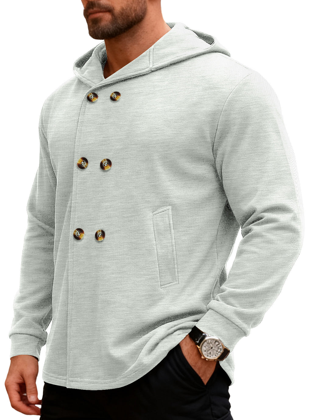 Herren Kapuzen-Trenchcoat, schmal geschnitten