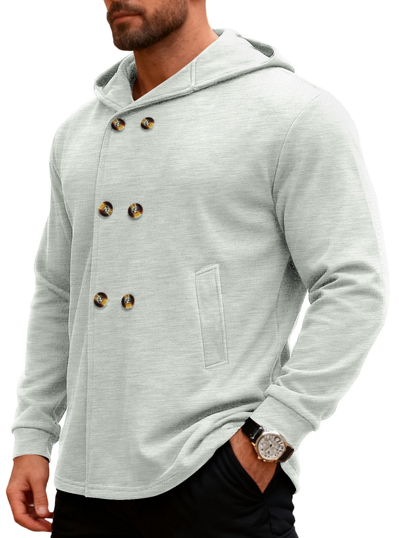 Herren Kapuzen-Trenchcoat, schmal geschnitten