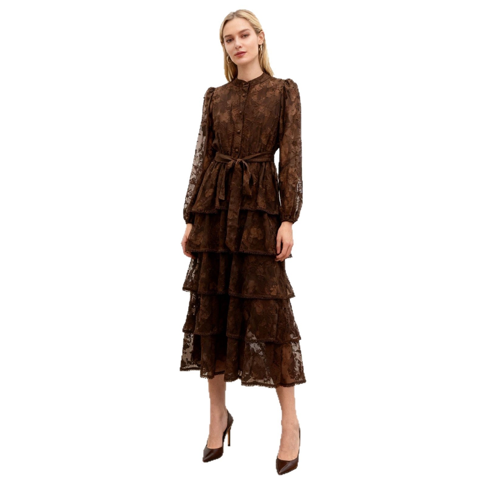 Elegantes, tailliertes Kleid mit Spitze