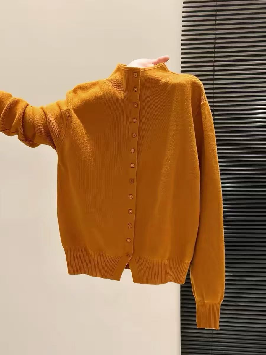 Strick-Cardigan mit Stehkragen