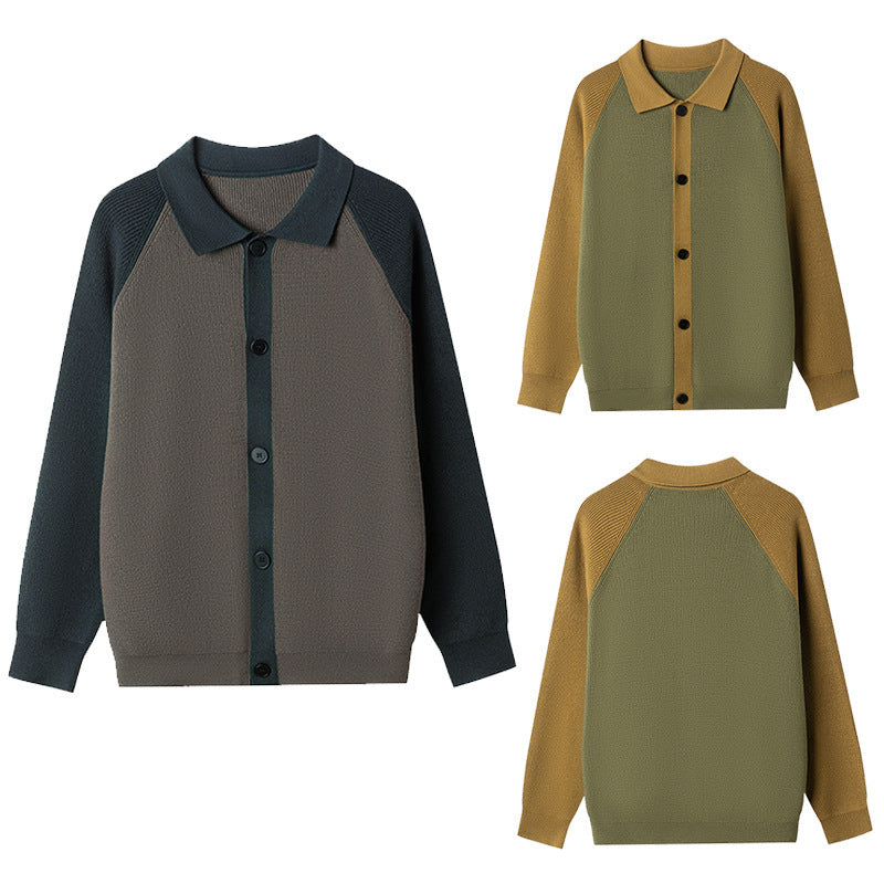 Herren Cardigan mit Polohalsausschnitt