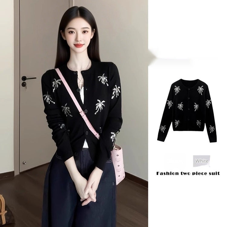 Cardigan mit Pailletten-Stickerei