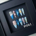 Handbemalte 3D-Nagelsticker «Meeresmuster»