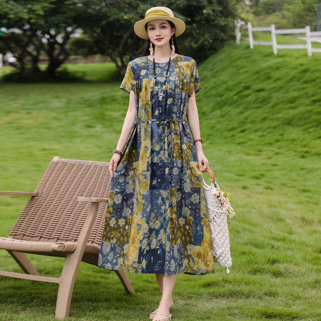 Elegantes Baumwoll-Seidenkleid mit Blumenmuster – Bild 8 | LuxeStyle