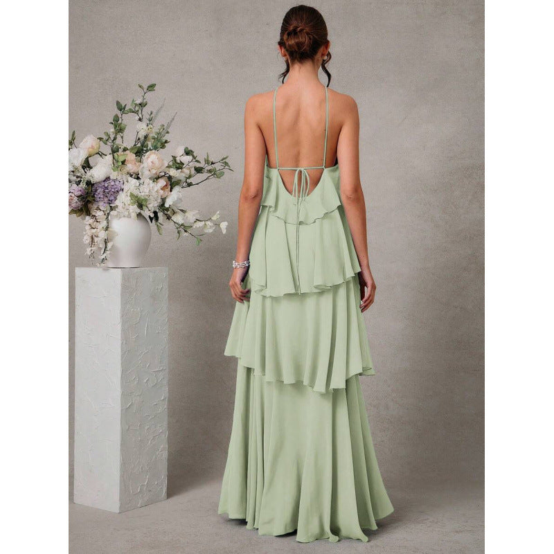 Damen Chiffon Neckholder-Kleid
