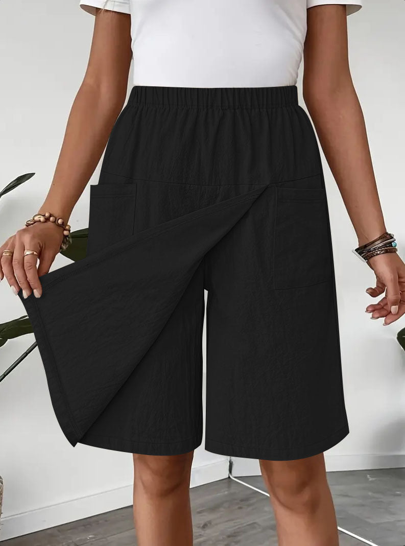 Damen-Casual Skort mit elastischem Bund und Taschen