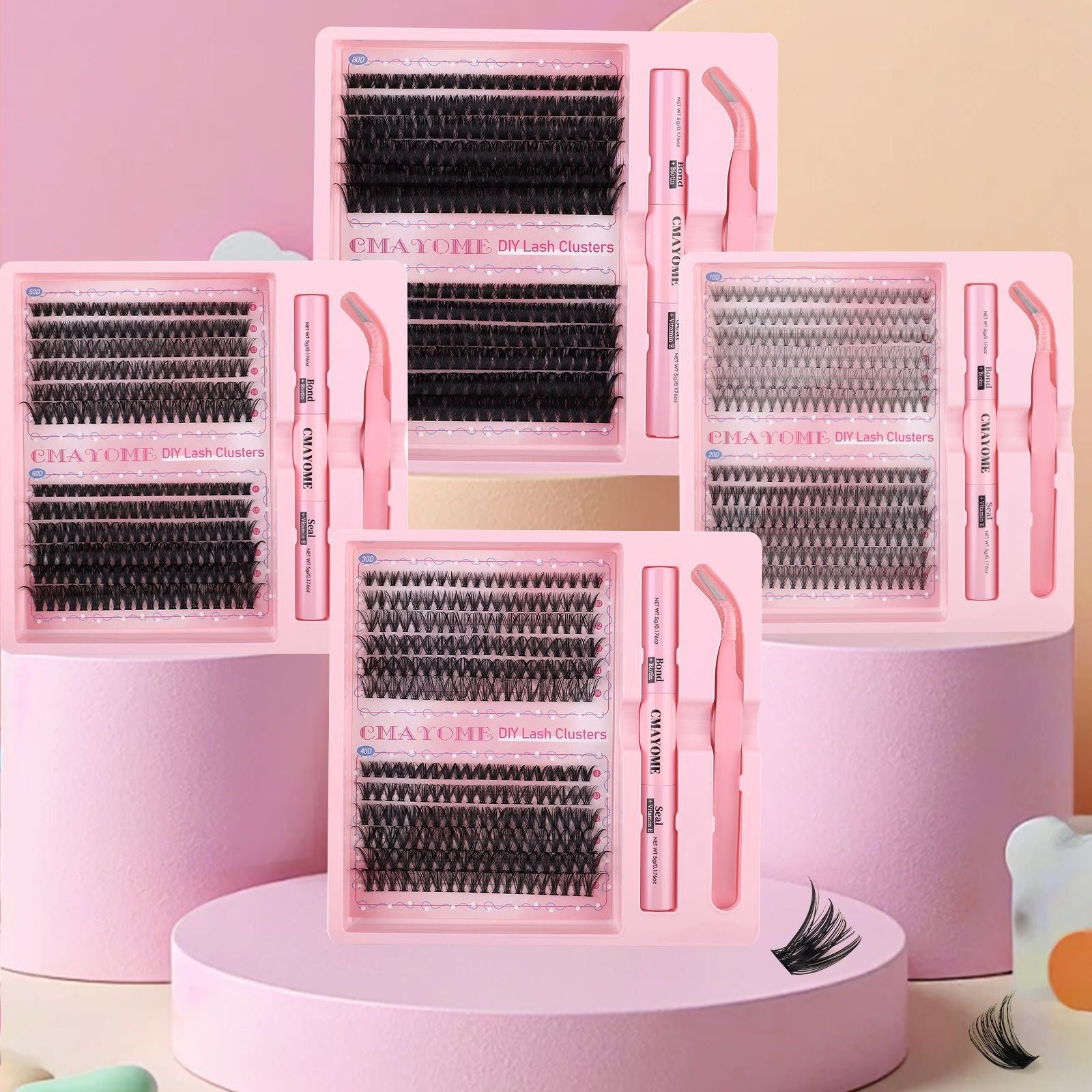 DIY Einzelne Cluster-Individuelle Falsche Wimpern Natürliche Dicke Gem
