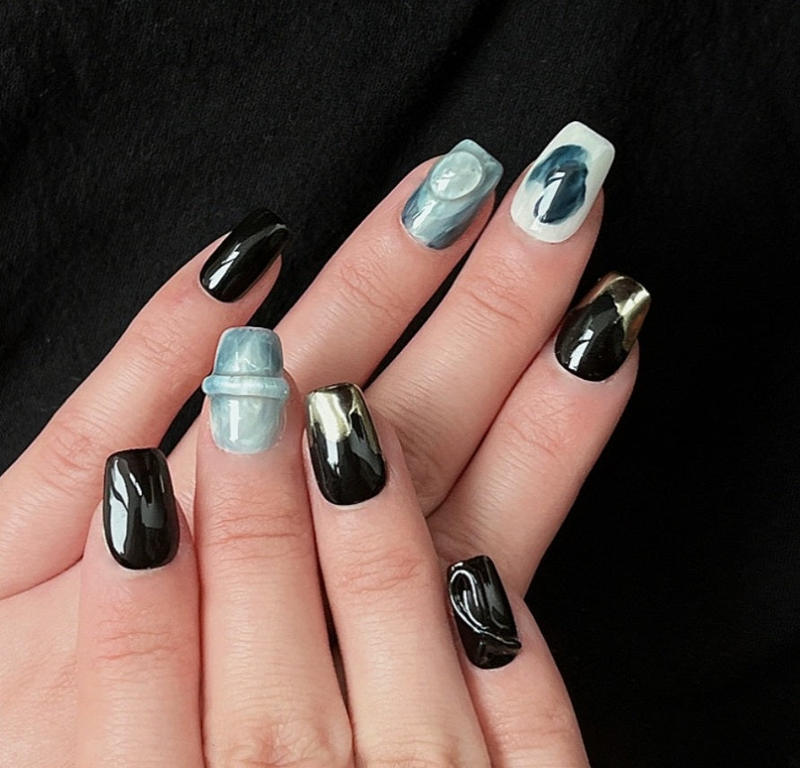 Black Glacier Design-Nägel zum Aufkleben – Bild 9 | LuxeStyle
