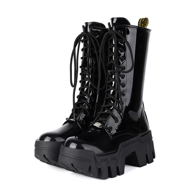 Chunky-Heel Boots mit Seitenreissverschluss