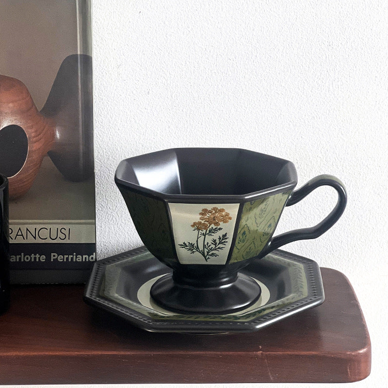 Retro-Oktagonalblumenkeramik Tasse & Untersetzer – Bild 7 | LuxeStyle