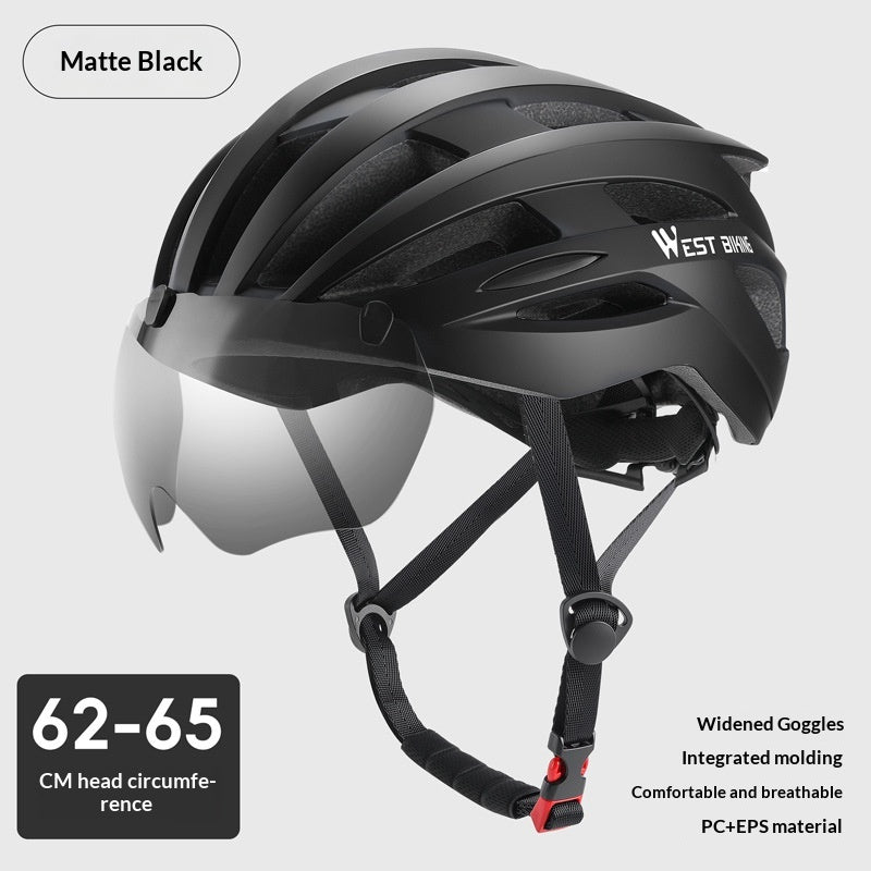 Velohelm mit integrierter Schutzbrille