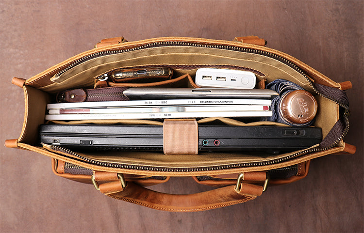Vintage Rindsleder-Herrenhandtasche Business-Aktentasche – Bild 6 | LuxeStyle