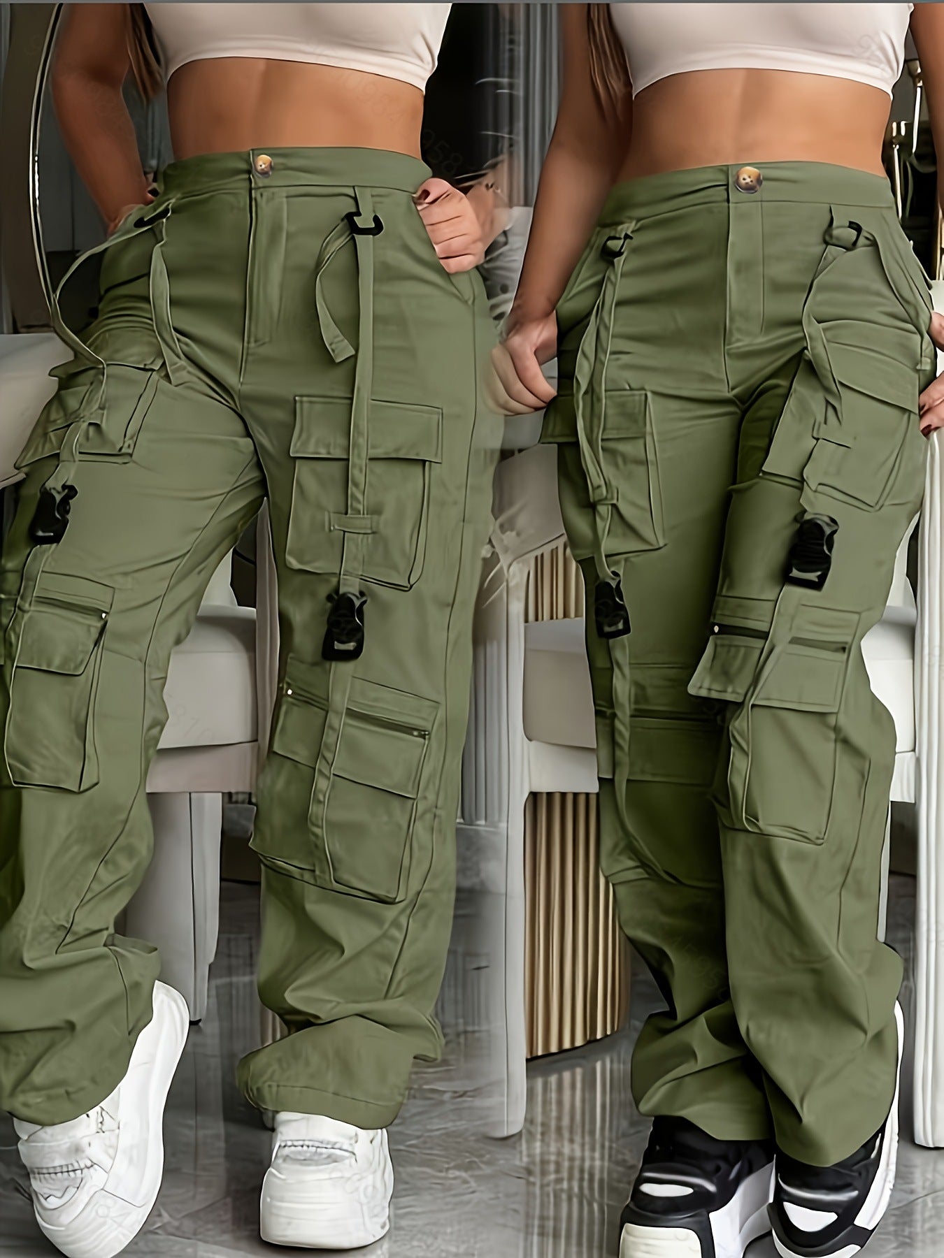 Freizeit-Hose mit weitem Bein – Schwarz
