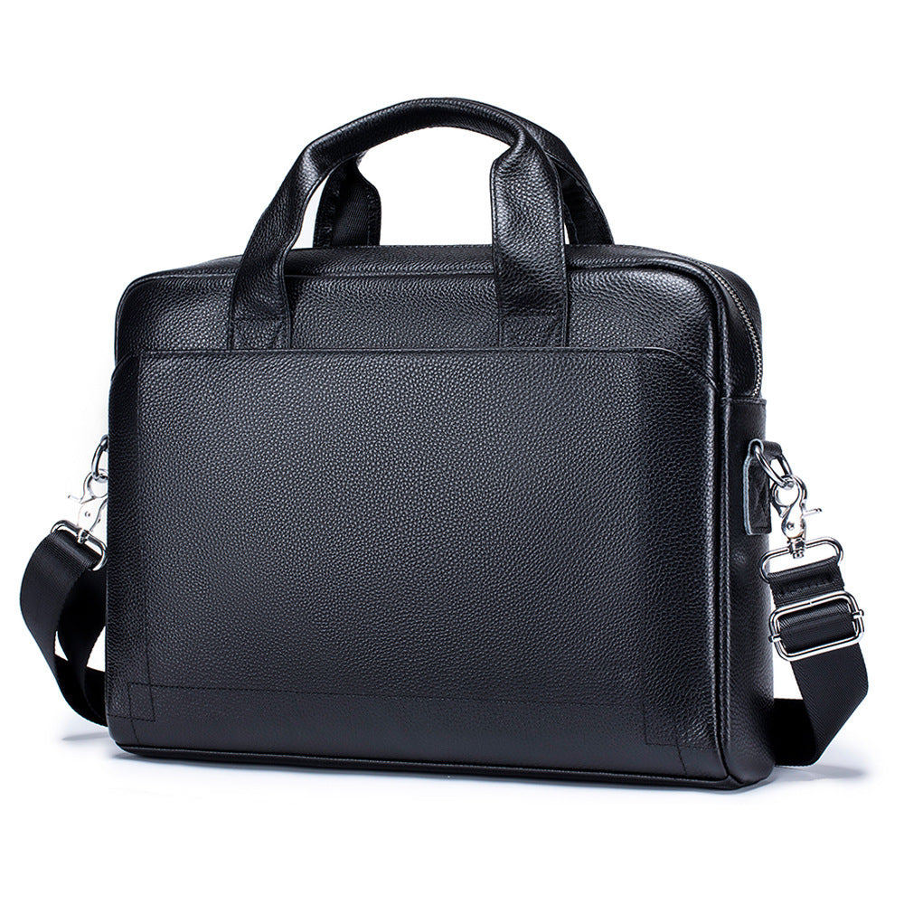 Leder-Umhängetasche für Herren, 15 Zoll, schwarz | LuxeStyle