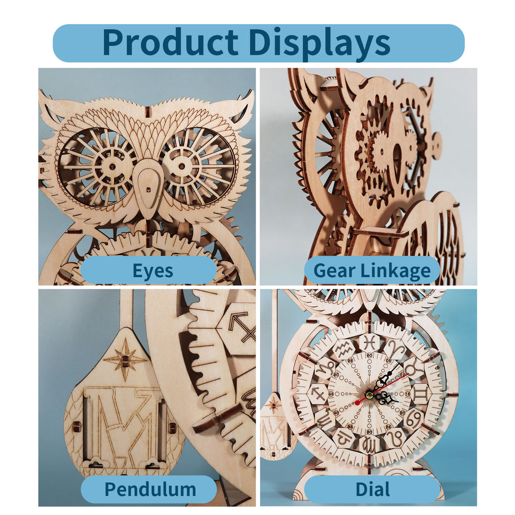 3D Holzpuzzle Eulen-Uhr Bausatz