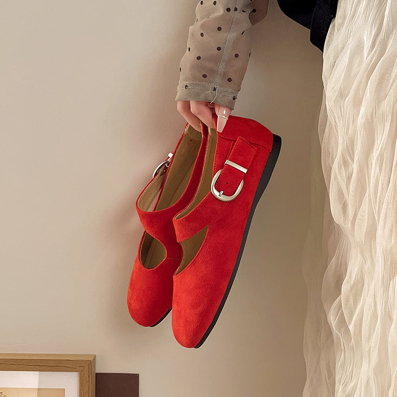 Ballet Flats Mary Jane Wildleder