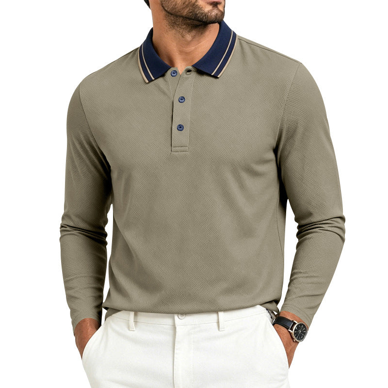 Herren-Polo mit Kragen und langen Ärmeln
