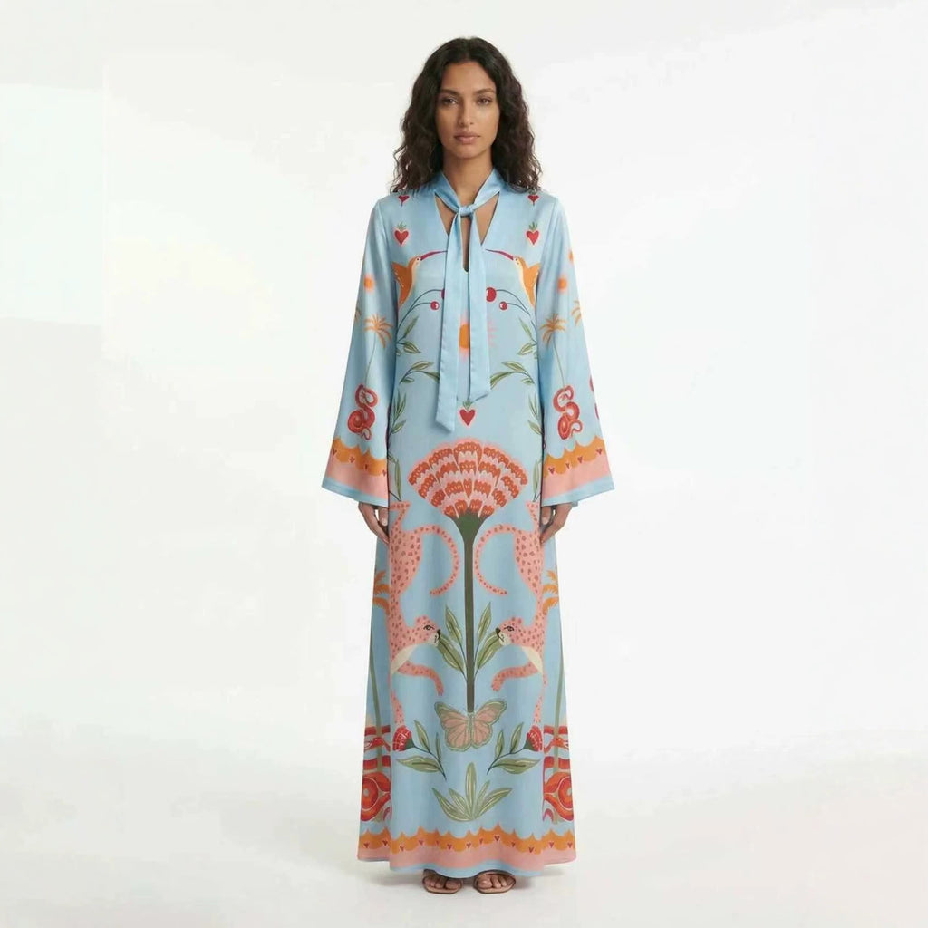 INS Langarm-Kleid mit flatternden Bändern – Bild 2 | LuxeStyle