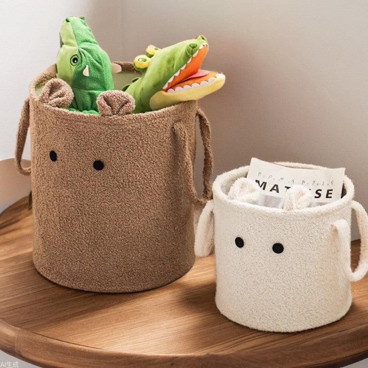 Lammfell-Aufbewahrungseimer mit Cartoon-Motiv | LuxeStyle