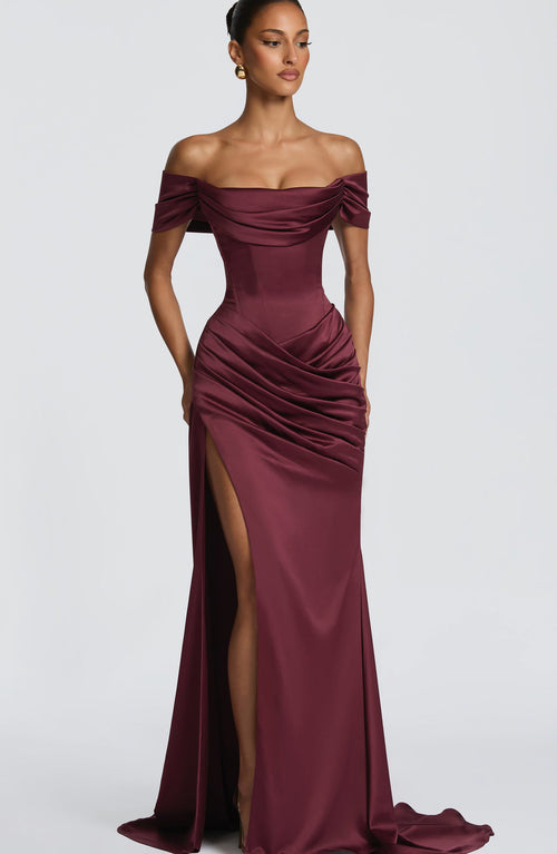 Langes Abendkleid «Sirène» im Meerjungfrau-Schnitt mit High-Slit, Damen – LuxeStyle