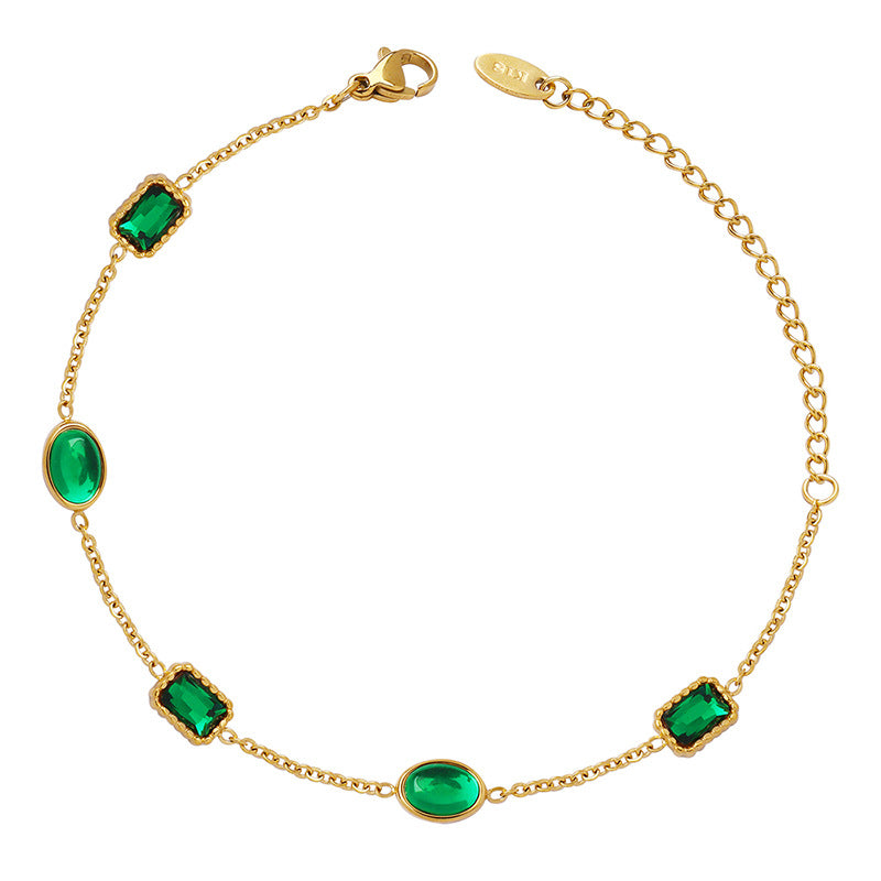 Vergoldetes Zirkon-Armband mit Smaragd-Inlay | LuxeStyle