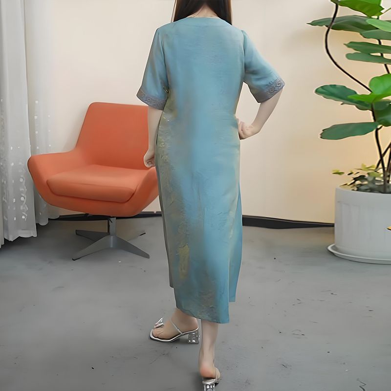 Vintage V-Ausschnitt Kleid im China-Stil