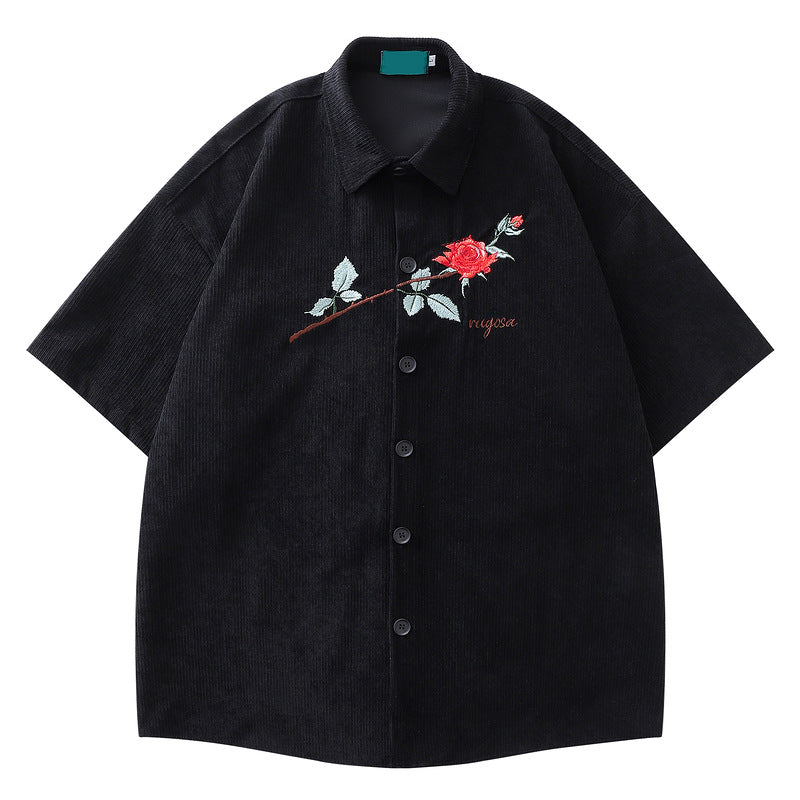 Corduroy-Hemd mit Rosen-Embroidery – Bild 1 | LuxeStyle