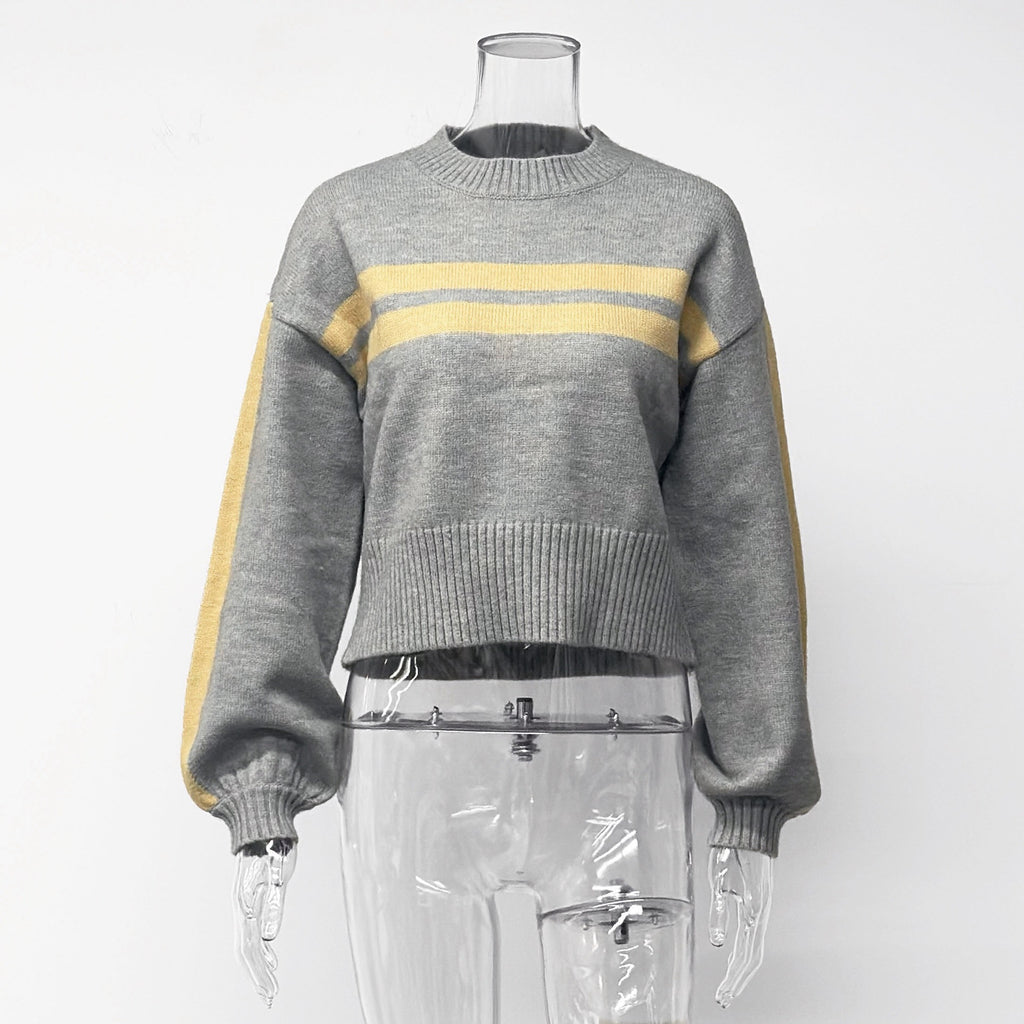 Gestreifter Rundhals-Pullover aus Polyester – Ansicht 4