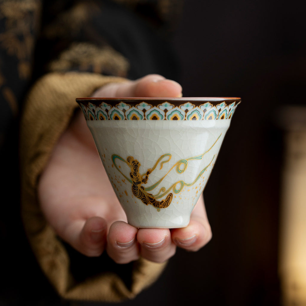Keramiktasse mit Ru-Kiln-Muster und Tragetasche – Bild 7 | LuxeStyle