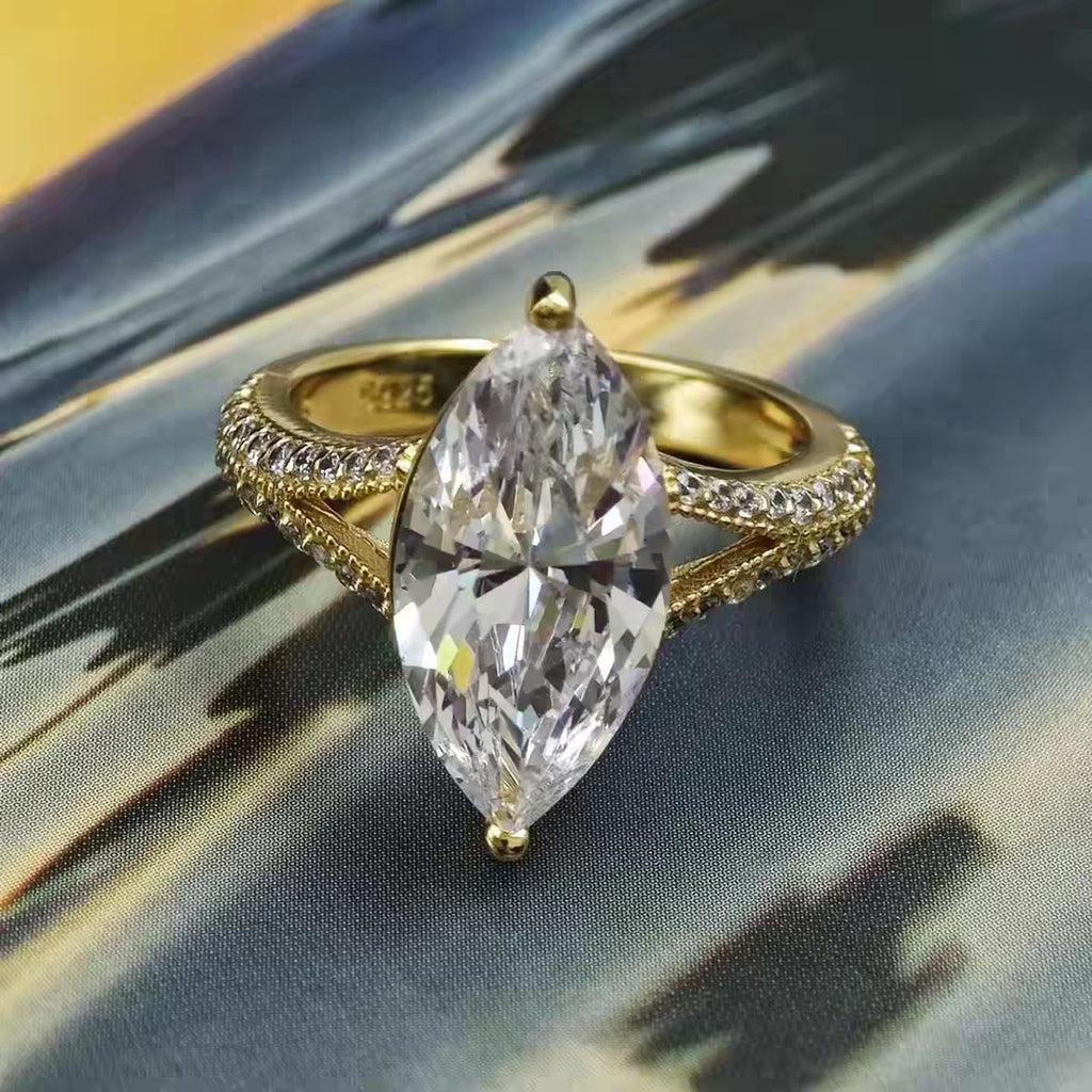 Silberring mit Pferdaugen-Diamant – Bild 6 | LuxeStyle