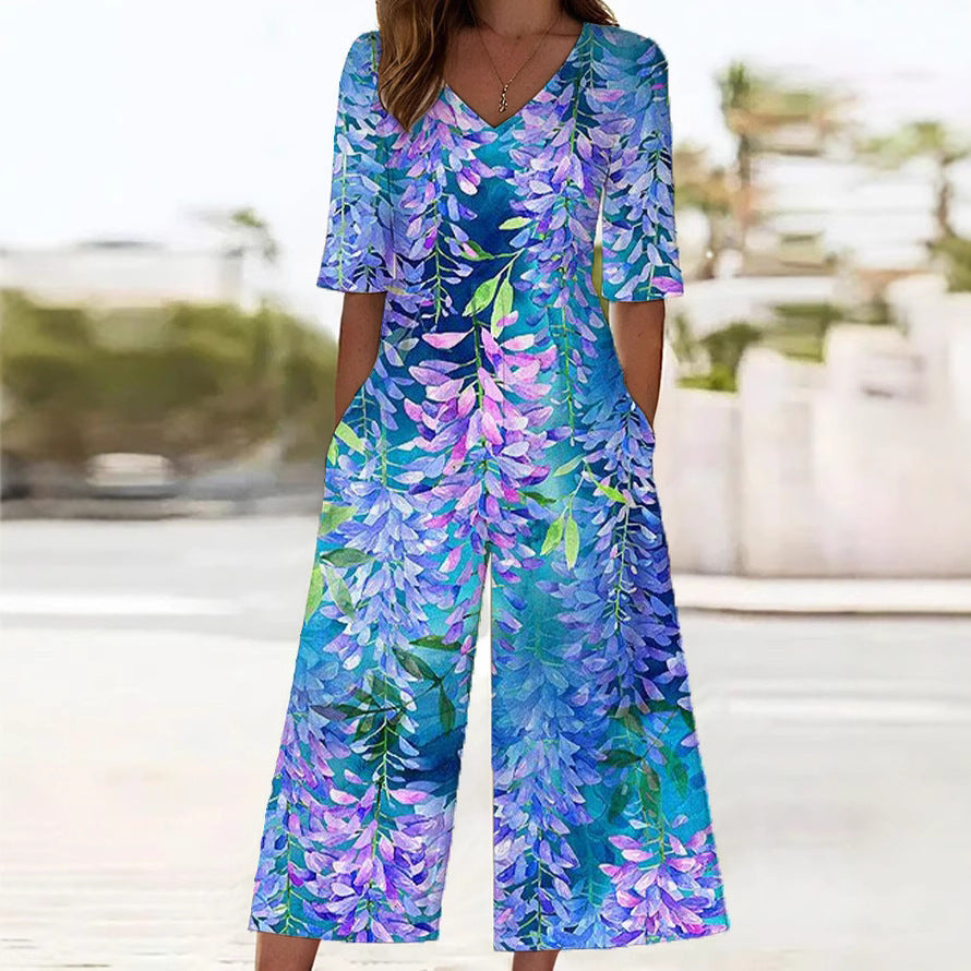 Eleganter ärmelloser Jumpsuit mit Print