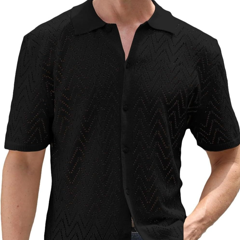 Herren Kurzarmhemd mit Lochmuster – Bild 8 | LuxeStyle