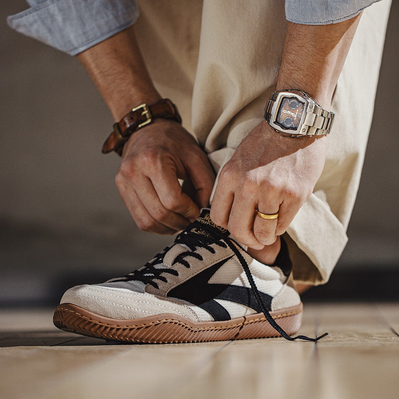 Low-Top Sneaker in Beige mit runder Zehenkappe | LuxeStyle