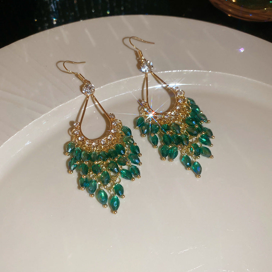 Chinesische Blumen-Ohrringe mit Emaille und Perlen